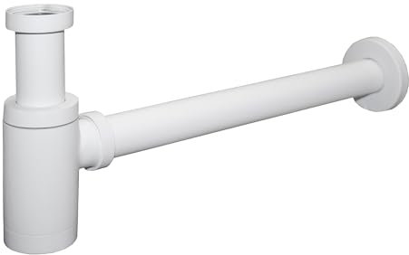 LEMONBATH - Sifón Lavabo Blanco Universal - Sifon Lavabo Tubería Desagüe - Largo 40 cm x 10,5 cm Alto y Ajustable 7 a 16 cm - Muy Duradero y Fácil de limpiar - Montaje Sencillo y Rápido
