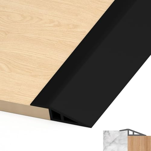 LIHIQIYA Übergangsleiste Selbstklebend Übergangsprofil Schwarz 7-10mm 1M | PVC Türschwellen Leiste Selbstklebend Höhenausgleich Abdeckleiste Türschwellenrampe für Parkettböden Laminate Schwellen