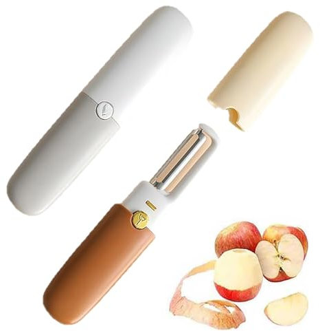 Pelador de Frutas,2 Pcs 2 en 1 Cortador Cuchillo de Frutas Pequeño Cuchillo Portátil y Pelador con Funda para Viajes Camping