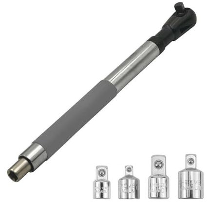 Clé d'extension décalée à impact, clé à cliquet électrique, légère et polyvalente, rallonge de clé à chaîne avec 4 adaptateurs de douille et adaptateur de perceuse électrique de 1,27 cm pour les