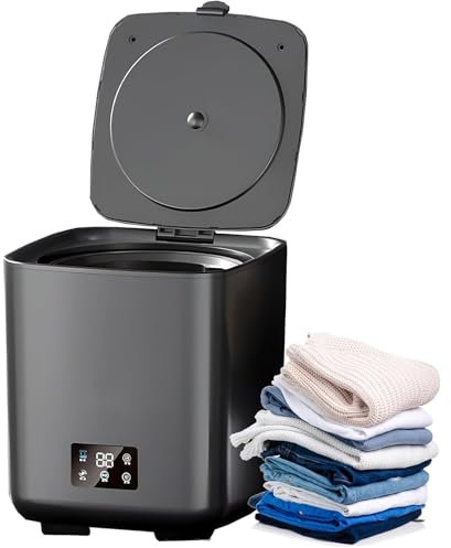 Mini Lavatrice 10l, Completamente Automatico con Asciugatrice di Spin, Funzionamento Silenzioso, 4 Programmi, Pompa di Scarico Incorporato, per Studio, Airbnb, Viaggi di Business