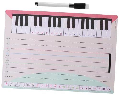 HORIALENCE Pizarra Musical Erasable de Líneas para Práctica Musical Casa Tablero de Notas Borrables Ligera y de Colgar Accesorios Educativos para Piano y Enseñanza de