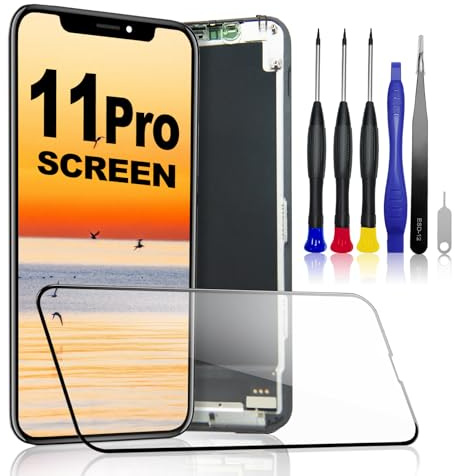PartageFix Pantalla para iPhone 11 Pro – Kit de Repuesto Pantalla LCD FHD 5,8 + Digitalizador Táctil + Marco – Compatible con Modelos A2160/A2217/A2215 (True Tone Programable)