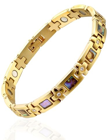 MagEnergy Magnetic Bracelet for Women, Gold Titanium Steel Strength Magnetic Bracelet with Sizing Tool, Adjustable Jewelry Gifts