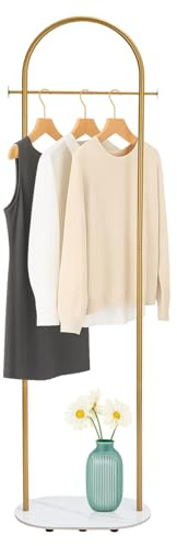 SUNNYNEST Clothes Rail 1PC Heavy Duty Stone Base Metal Wardrobe Rack Gold