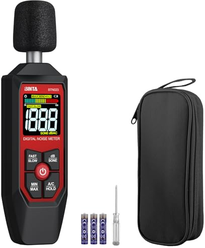 BINTA Dezibel Messgerät, Schallpegelmessgerät 30dB bis 130dB | mit LCD-Farbbildschirm, A/C Gewichtet, MAX/MIN,dB/SONE-Einheit für Heimwerkstätten