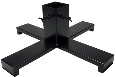ProfiPVC Weihnachtsbaumständer 50x50 cm Stabiler Metall Standfuss für lebende Tannen Fichten Kiefern grosser 80x80mm Stammhalter geschlossenes Profil mit Schrauben 50cm Beine pulverbeschichtet Schwarz