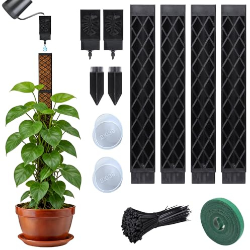 Moosstab für Monstera Rankhilfe Zimmerpflanzen, ADDLIVE 61PCS Monstera Stab, Pflanzen Stütze mit 4 Pflanzstab Monstera, 2 Pflanzenstecklinge, 2 Reproduktives Septum, 2 Tropfer, 50 Kabelbinder 1 Riemen
