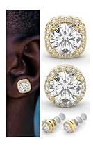 2 Pairs Magnetic Earrings for Men Clip On Fake Earrings Non Pierced, Stainless Steel Magnet Nose Stud Piercings for Women, 8MM, Gold Color