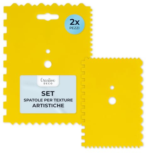 Creative Deco strukturpasta – spatel-set 18x13 cm, 13x9 cm | 2 stycken plastspatlar, spackelmassa för akrylmålning, duk, konstprojekt, DIY, 3D-effekter, texturer, konstnärsmaterial
