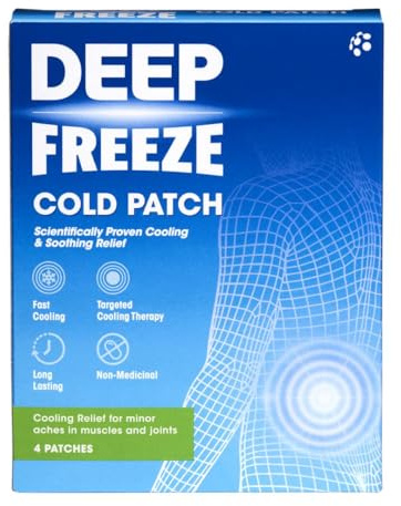 DEEP FREEZE PAIN RELIEF COLD PATCHES 4'S | Self Adhesive Patches For Targeted Relief Of Muscle Discomfort & Minor Joint Aches, Drug Free, Easy, No-Mess Application