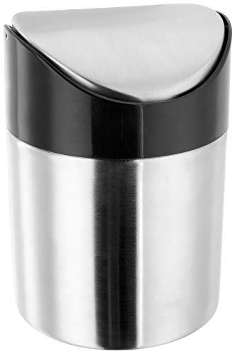 Judge Mini Worktop Bin with Swing Top Lid, Stainless Steel, Countertop Waste Caddy 13cm high x 10cm diameter