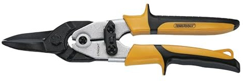 Teng Tools Aviation Tin Snips - Straight Cut Regular Tin Cutting Shears - 490, Silver