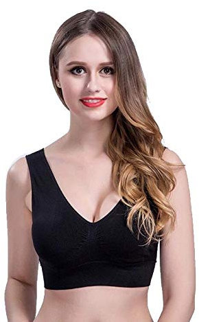 Boolavard New Seamless Sports Style Bra Crop Top Vest Comfort Stretch Bras Shapewear (L, Black)