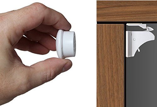 astronia Magnetische Schrankschlösser für Babys – kein Werkzeug oder Schrauben erforderlich, keine Schäden an Ihren Möbeln, (für Schränke / Schränke / Schubladen) 4 Schlösser + 1 Schlüssel