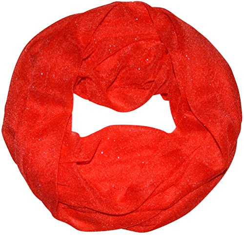 thb Richter Damen Glitzerschal Schlauchschal Loopschal Sommerschal mit Glitzer Strass Loop Tuch Tücher Schals (Rot)