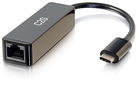 C2G USB C/Thunderbolt 3 to RJ45 Gigabit Ethernet LAN Network Adapter Compatible for Surface Book 2, MacBook Pro 2018/19, iPad Pro 2018/20, MacBook Air 2019/20. USB C Internet Adapter, Black