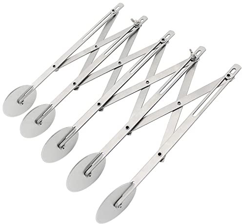 Nicheo 5 Wheel Pastry Cutter Stainless Steel Expandable Durable Multi-Round Pasta Roller Pizza Cutter Cookie Baking Dough Divider