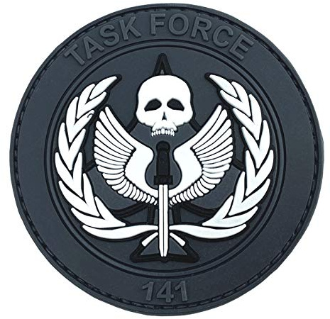 Task Force 141 Black Operative PVC Airsoft Cosplay Patch (Gris)