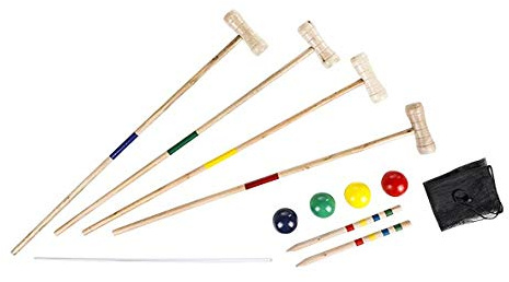 Trendkontor Croquet Spiel Krocketspiel Crocket für Erwachsene 98cm für 4 Spieler