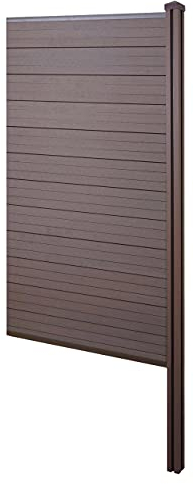 Mendler WPC-Sichtschutz Sarthe, Windschutz Zaun, WPC-Pfosten zum Einbetonieren, Erweiterungselement schmal 98cm - braun