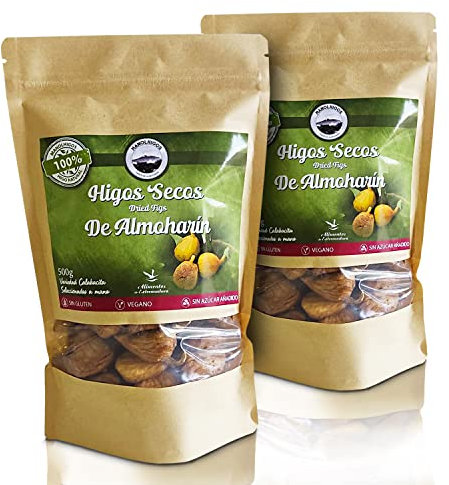 Manolhigos | Higos secos enteros | Higo seco de Almoharín | 1 kilo/1000 gramos | Fruta desecada | Higos 100% naturales | sin harinas | sin azúcares añadidos | vegano vegetariano celíaco