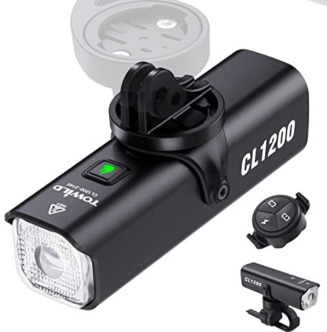1200 Lumen Front Bike Light - Type-C Rechargeable 4000 mAh Bike Headlight IPX6 Waterproof Smart Bicycle Lights for Commute/Road Cycling, Support Under-mounted (1200 Lumen + Controller)