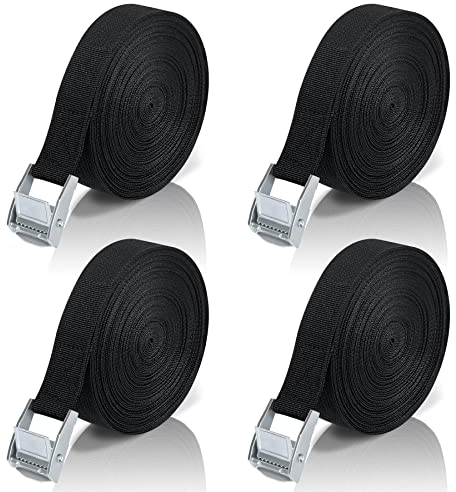 Correa de Amarre 10M, 4 Piezas Cinchas de Amarre con Correas Tensoras de Presión, Cinturón Tensor de Carraca con Hebilla para Portaequipajes de Coche, Portabicicletas, Surf, Kayak, Motocicletas