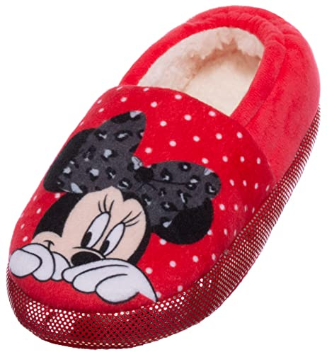 Brandsseller Pantuflas para niña con forro cálido de felpa con motivos en el estilo de Minnie, rojo, 23/24 EU