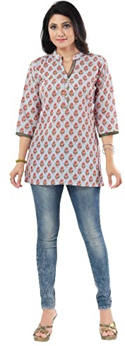 Unifiedclothes Elegant Indian Kurti for Women – Versatile Ethnic Tunic for All Occasion DKS19FBA Indians Embellished with Thread, Sequine Work Cotton Grey FloralCasual (Numeric_12) Grey