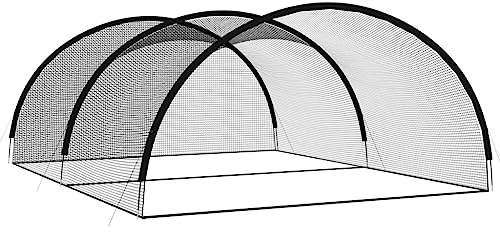 vidaXL Baseball Batting Cage Net - Black Polyester Material, 236.2”x157.5”x98.4” Size, for All Player Levels, Durable with Fiberglass Structure