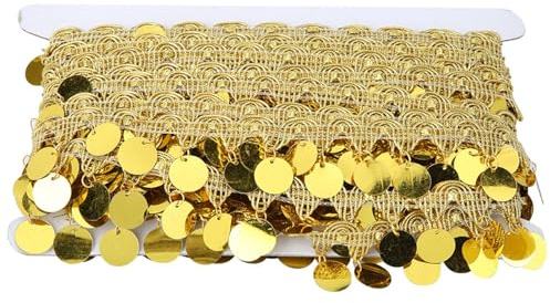 Bauchtanzgürtel, 10 Yards Runde Münze Hüfttuch Münzen Bauchtanz Hüfttuch Tanz Rock Gürtel Taille Kette Kleidung Zubehör Zubehör (Gold)
