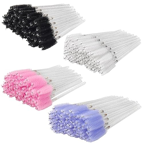 200 Stück Einweg Wimpernbürsten, Wimpernverlängerung bürste Augenbrauen Applikator, Make-up Tool Kosmetikpinsel Kit, Mascara Zauberstäbe bürstchen für Beauty-Salon, Hausgebrauch Eyelash Brush,4 Farben