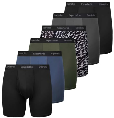 Expertoftio Calzoncillos Deportivos para Hombre, Ropa Interior Funcional, Pack de 6 Piezas, Pantalones Cortos de Compresión con Apertura para Hombres, Grande
