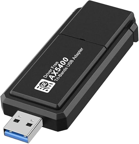 Adaptador WiFi 6E AX5400 USB 3.0 5400Mbps Dongle de Red Inalámbrica Bandas Triples 6GHz con Antena para Computadora Portátil Laptop PC