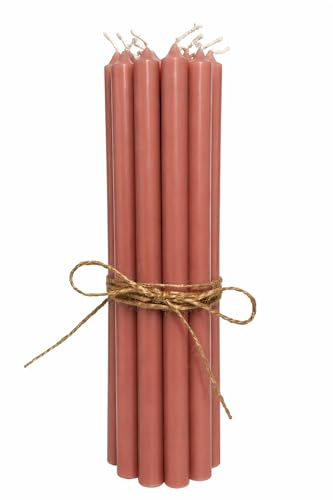 ukiyo Velas finas (12 unidades, altura: 20 cm, diámetro: 1,3 cm, varios colores, duración de 2,5 horas, velas, Adviento, Navidad, color: rosa desvanecido)