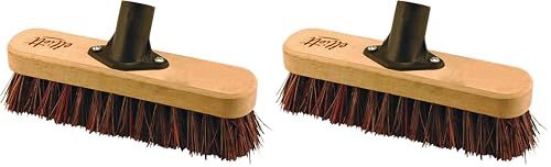 Elliott Deck Scrubbing Broom Head with Natural Union Fibre, Beige, 22cm wide (Pack of 2)