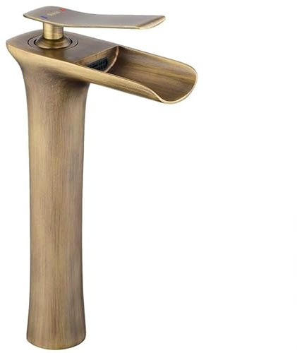 Rea Waschtischarmatur Laguna antique Brush Gold high Wasserhahn Bad Badarmatur aus Messing Armatur für Waschbecken Badezimmer Mischbatterie Waschbecken Einhebel (Gold)