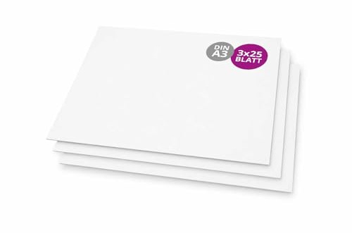 Scriptum Notizblock | Mal- & Schreibunterlage aus Papier zum Abreißen in weiß – in DIN A3 – 25 Blatt – im 3er Pack – Made in Germany