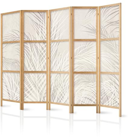murando - Paravent Raumteiler Holz Abstrakt, 225x172 cm, 5-teilig, modern | Mobiler Sichtschutz, sofort einsatzbereit, Holzrahmen, ideal fürs Wohnzimmer oder Büro, geruchsneutral, lichtbeständig
