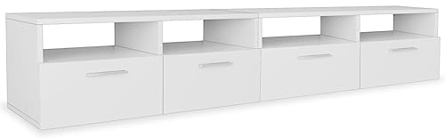 QZZCED Lot de 2 meubles TV en bois - 95 x 35 x 36 cm - Blanc - Pour salon, chambre à coucher