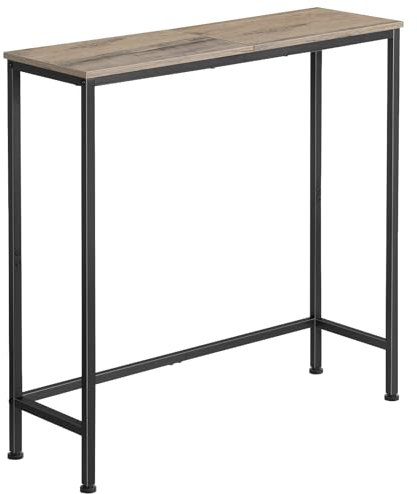 Shinoske Mesa de Consola, Mesa de Entrada Industrial, Mesa Auxiliar Consola Estrecha con Estructura Metálica Patas Ajustables para Salón Dormitorio Entrada Pasillo, Gris