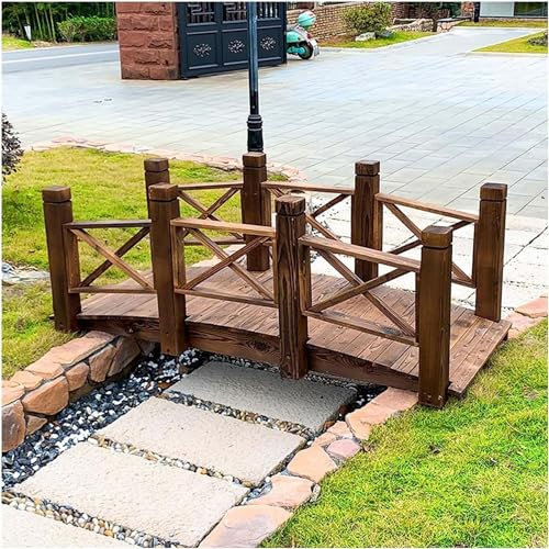 QIANMEI Gartenbrücken Hölzerne Gartenbrücke Mit 2 Sicherheitsseitenschienen, Yard Farm Walkway Bogenfußgängerbrücke, 140 L X 60 B X 52 Hcm, Belastung 200 Kg, Teichbrücke for Den Außenbereich