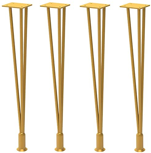 IUokLU Haarnadel-Tischbeine, Metallbeine für Möbel, 28-Zoll-Schreibtischbeine, DIY-Deko-Tischbeine für Couchtisch, Esstisch, Gold, 4er-Set