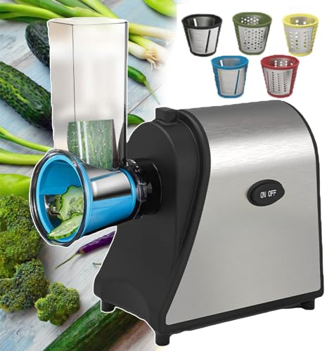 Rallador De Patatas Eléctrico De 250W - Cortador De Patatas Eléctrico Para Uso Comercial - Mezclador De Ensalada Profesional-Cuchilla Picada,Trituradora Fina/Gruesa,Cortadora Gruesa/Fina