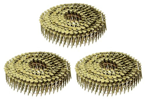 uxcell 1200 Count Siding Nails 1 x 0.083 15-Degree Ring Shank Full Round Head Collated Wire Coil for Lath and Sheathing Materials