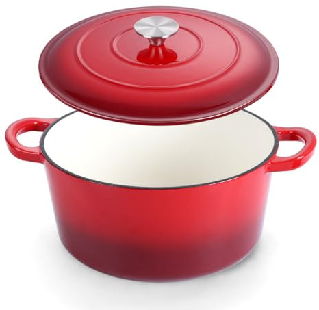 HaSteeL Forno olandese in ghisa da 7 QT (rosso)