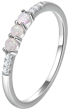 EVER FAITH Opal Ringe für Damen 925 Sterling Silber Zirkonia erstellt stapelbar Eternit Geburtsstein Ring Schmuck Geschenk