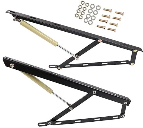 1 par de mecanismos hidráulicos para camas con resortes de gas, kit de elevación de cama, soporte de elevación de cama, bisagras plegables de resorte para canapé o canapé, 7 unidades