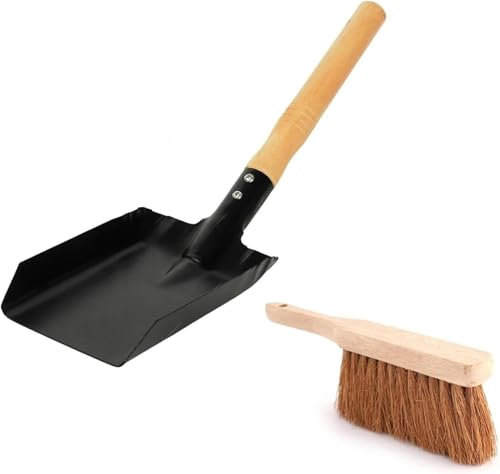 MIXEL Grill Ash Pan Metal Dustpan, Carbon Steel Construction, Ergonomic Wooden Handle, Coal Ash Shovel With Wooden Handle, Compact And Lightweight, Multi-Purpose Use